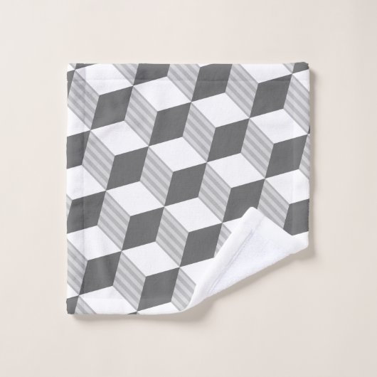 Gris Monochrome Diamant Conception - Ensemble de s (Gant de toilette)