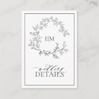 Gris Monogramme Détails du Mariage Carte de boîtie