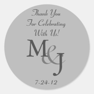 Gris Monogrammé mariage Favoriser Cadeau Étiquette