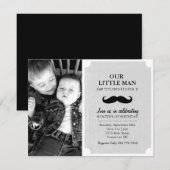 Gris & Mustache noire Photo Premier Invitation d'a (Devant / Derrière)