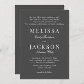 Gris Neutre Raffiné Faire-part de mariage classiqu (Devant / Derrière)