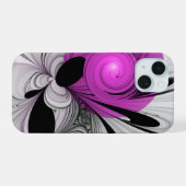 Gris Noir Abstrait Avec Art Fractal Magenta (Verso Horizontal)