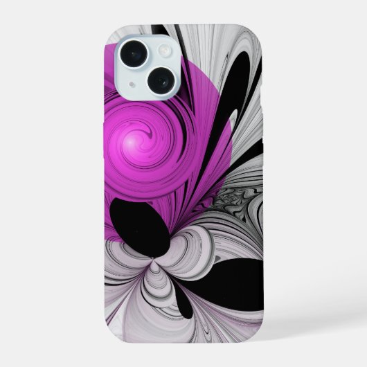 Gris Noir Abstrait Avec Art Fractal Magenta (Verso)