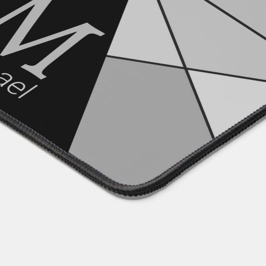 Gris noir blanc rétro Mosaic Triangle Monogramme (Coin)