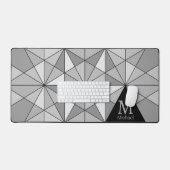 Gris noir blanc rétro Mosaic Triangle Monogramme (Clavier et souris)