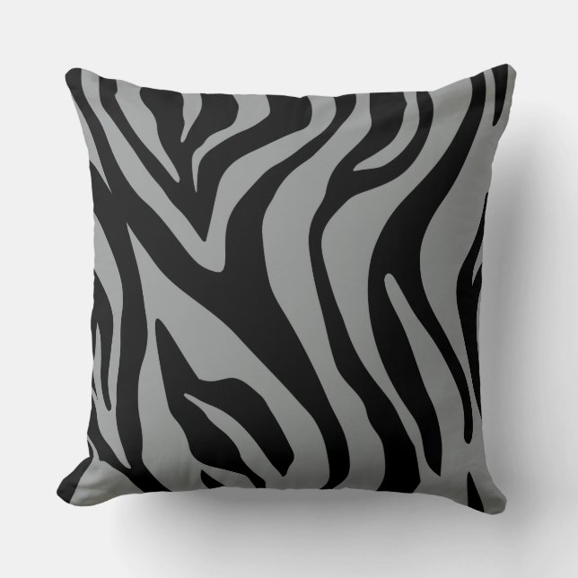 Gris/Noir Blanc Tigre Imprimer Coussin réversible (Recto)
