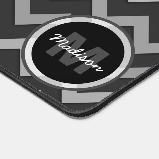 Gris noir Chevron Cool rétro Monogram (Coin)