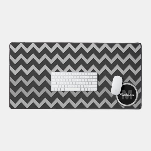 Gris noir Chevron Cool rétro Monogram (Clavier et souris)