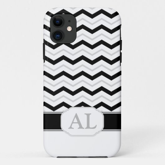 Gris noir et blanc Chevron Monogram iPhone 5 Coque (Dos)