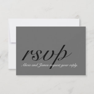Gris, Noir, Simple RSVP de mariage avec initiale