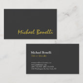 Gris or couleur écriture manuscrite Carte de visit (Devant / Derrière)