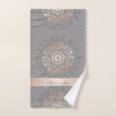 Gris or rose | Floral Mandala | Monogramme (Serviette à main)