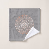 Gris or rose | Floral Mandala | Monogramme (Gant de toilette)