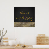 Gris & Or Séquins Glam Moderne Chic Poster Bannièr (Cuisine)