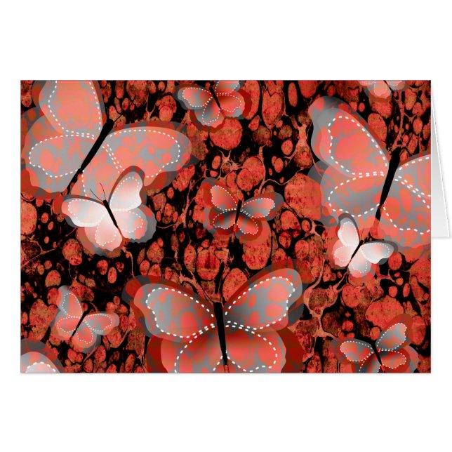 Gris orange floral de pêche de fleurs de papillons (Devant Horizontal)