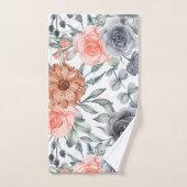 Gris orange floral tendance  (Serviette à main)