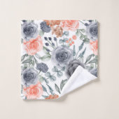 Gris orange floral tendance  (Gant de toilette)