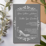 Gris Peacock Faire-part de mariage<br><div class="desc">Invités Invitations à votre prochain mariage avec un Faire-part de mariage Grey Peacock Flourish. Le design de l'invitation présente un élégant paon orné de fleurs. Personnalisez avec les noms du marié et de la mariée ainsi que la date et l'emplacement du mariage. Papier à lettres mariage supplémentaire disponible avec cette...</div>