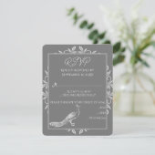 Gris Peacock Flourish Wedish Card RSVP Card (Debout devant)