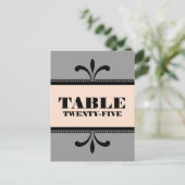 Gris/Pêche Fancy Art Déco Numéro de table Carte po (Debout devant)