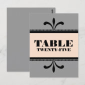 Gris/Pêche Fancy Art Déco Numéro de table Carte po (Devant / Derrière)