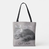 Gris Peint Crazy Chat Sac fourre-tout dame (Dos)