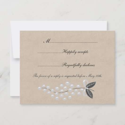 Gris Perles Parchemin Mariage RSVP (Devant)