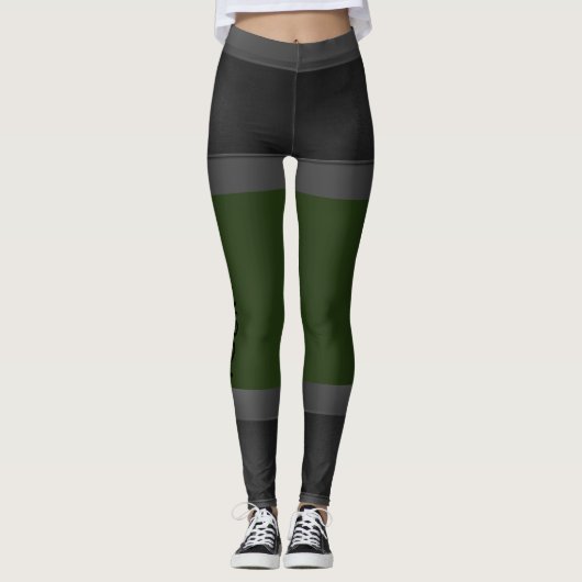 Gris Personnaliser Leggings Vert foncé Couleur per (Devant)
