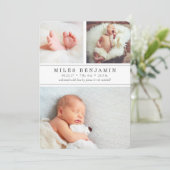 Gris | Photo Collage Faire-part de naissance (Debout devant)