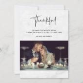 Gris Photo Mariage en marbre gris Carte de remerci (Devant)