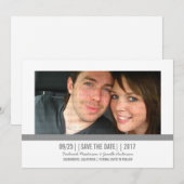 Gris photo moderne Enregistrer la date Invitation (Devant / Derrière)