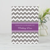 Gris Plum Chevron Mariage Invitations de renouvell (Debout devant)