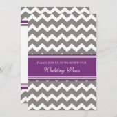 Gris Plum Chevron Mariage Invitations de renouvell (Devant / Derrière)