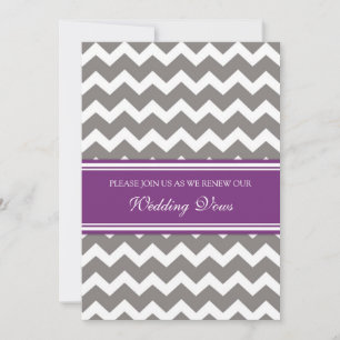 Gris Plum Chevron Mariage Invitations de renouvell