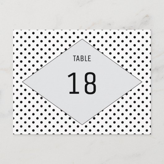 Gris Pois moderne Numéro de table Carte postale (Devant)