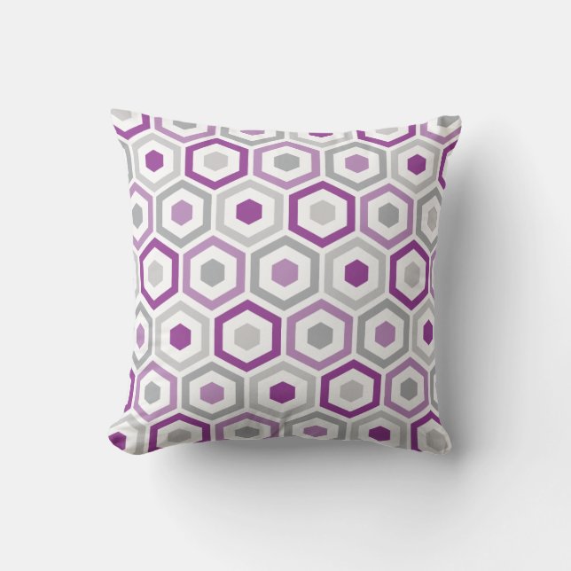 Gris pourpre géométrique du coussin | de motif (Recto)