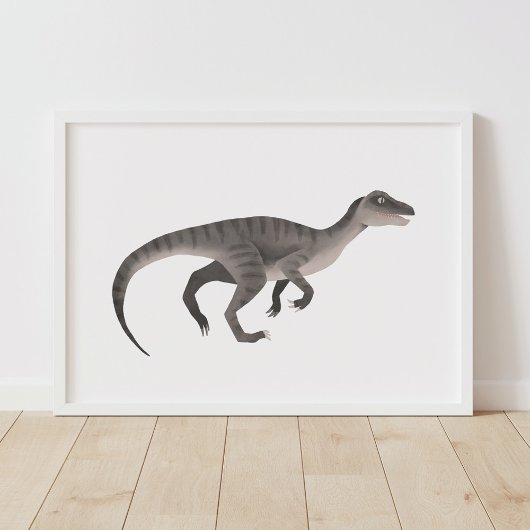 Gris Raptor Dinosaur Kids Room Poster