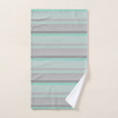 gris - rayures vertes fraîches (Serviette à main)
