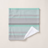 gris - rayures vertes fraîches (Gant de toilette)
