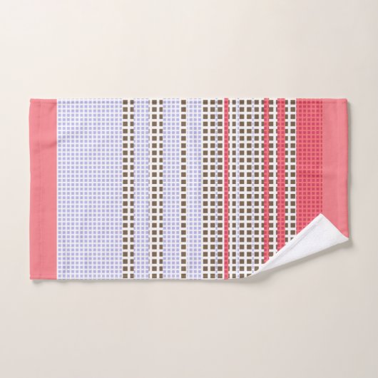 Gris, rose, brun, plaid (Serviette à main)