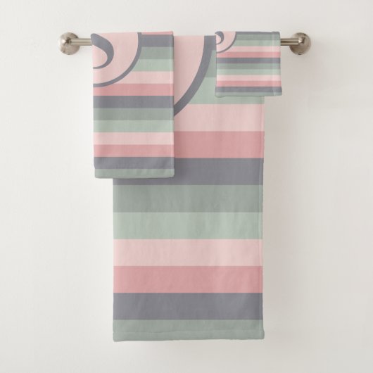 Gris rose et vert horizontal rayé (En situation)