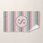 Gris rose et vert horizontal rayé (Serviette à main)