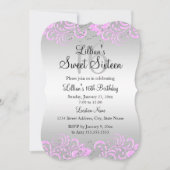 Gris rose floral brun doux 16 Invitation (Devant)