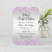 Gris rose floral brun doux 16 Invitation (Debout devant)