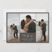 Gris rose lin Retour 3 Photos Mariage Merci (Devant)