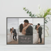 Gris rose lin Retour 3 Photos Mariage Merci (Debout devant)