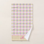 Gris Rose Monogramme Et Plaid Jaune (Serviette à main)
