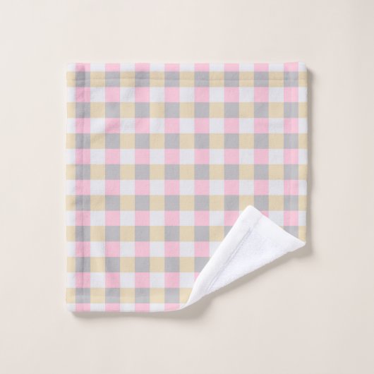 Gris Rose Monogramme Et Plaid Jaune (Gant de toilette)