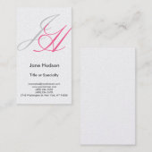 Gris rose rouge Monogramme Carte de visite clair (Devant / Derrière)