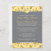 Gris, Roses Jaunes Faire-part de mariage 2 (Dos)